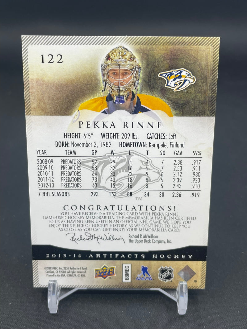 2013 UPPER DECK ARTIFACTS - EMERALD - P. RINNE - #122 - #'D/75 - DUAL RELIC