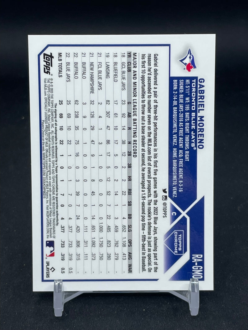 2023 TOPPS CHROME - BLUE REFRACTOR - G. MORENO - #RA-GMO - #'D/150 - AUTOGRAPH - RC