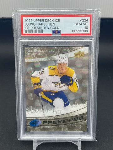 2022 UPPER DECK ICE - ICE PREMIERES - GOLD - J. PARSSINEN - #224 - #'D/99 - PSA 10 - RC