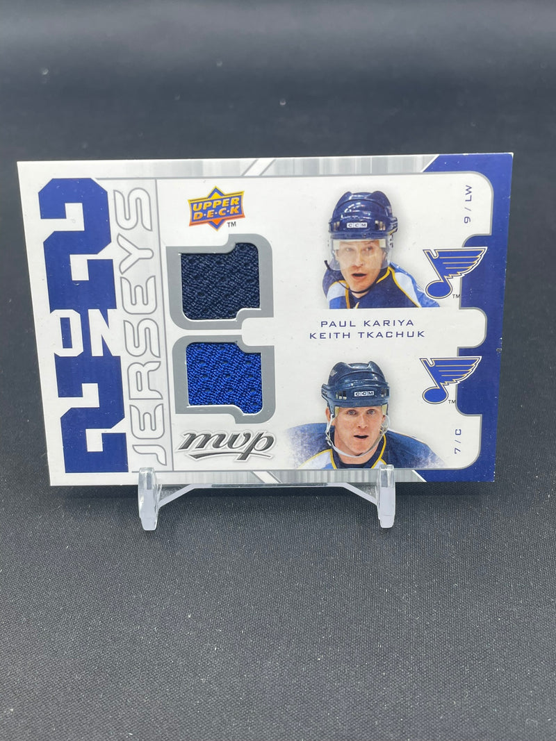 2008 UPPER DECK MVP - 2 ON 2 JERSEYS - P. KARIYA / K. TKACHUK / J. ARNOTT / S. WEBER -