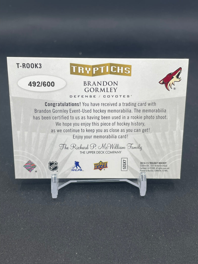 2014 UPPER DECK TRILOGY - TRYPTICHS - B. GORMLEY - #T-ROOK3 - #'D/600 - RELIC - RC
