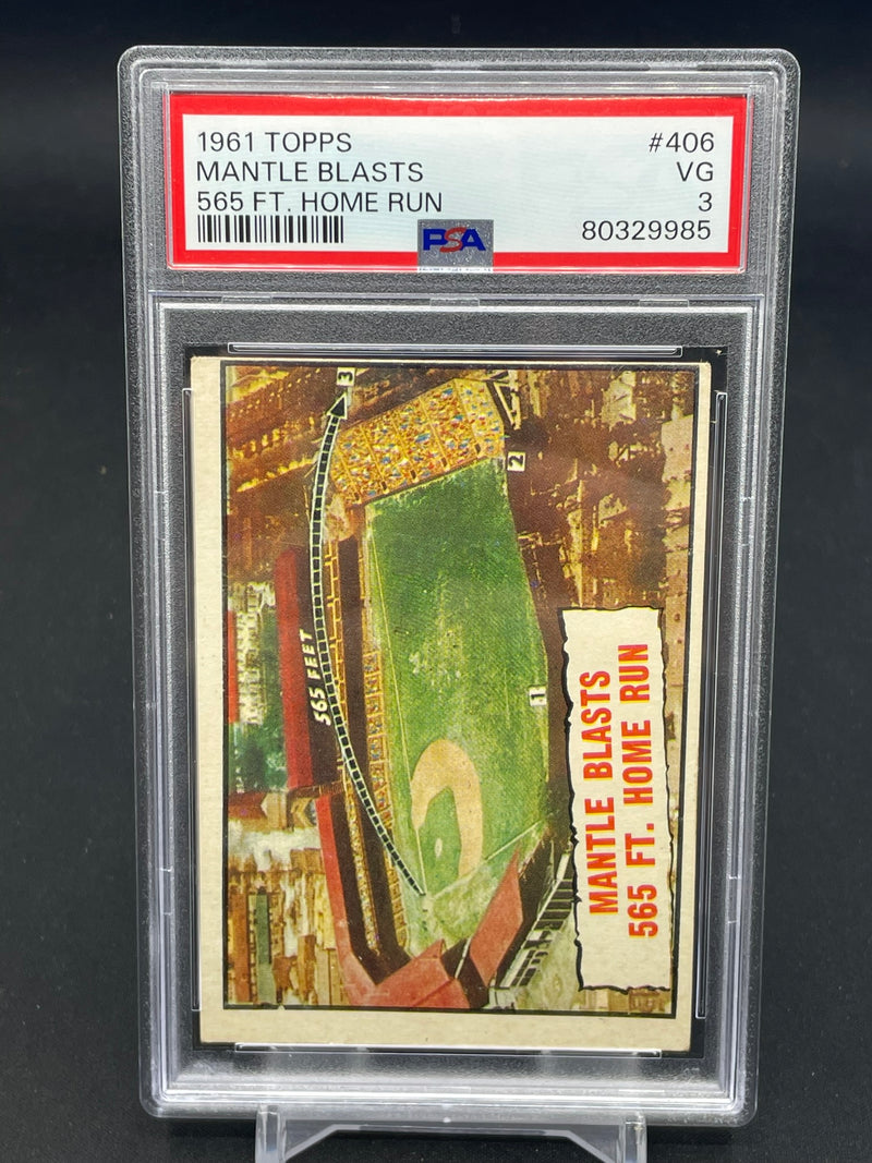 1961 TOPPS - 565 FT. HOME RUN - MANTLE BLASTS -