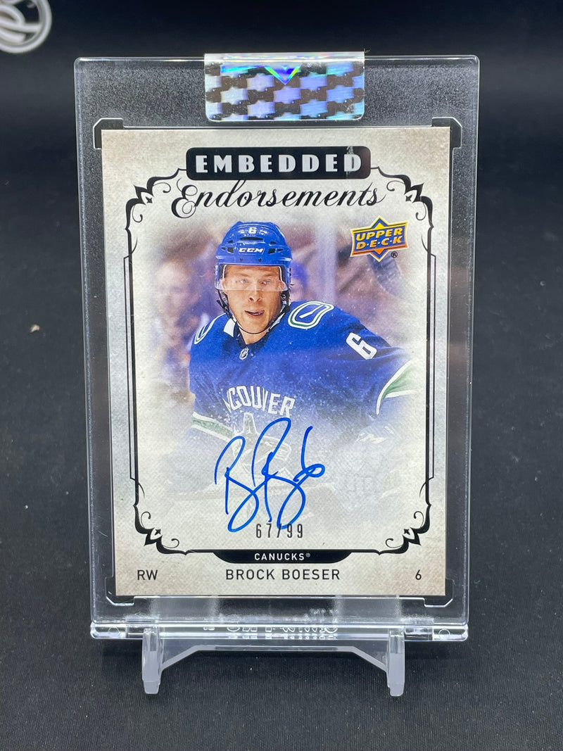 2018 UPPER DECK CLEAR CUT - EMBEDDED ENDORSEMENTS - B. BOESER - #EE-BB - #'D/99 - AUTOGRAPH