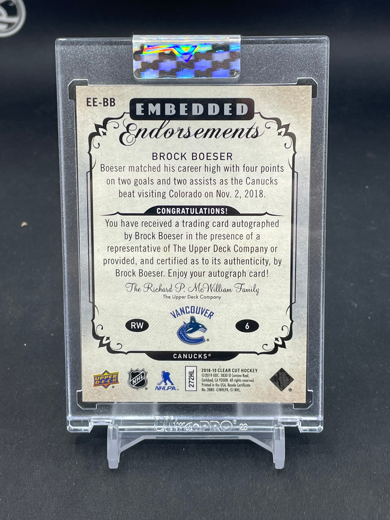 2018 UPPER DECK CLEAR CUT - EMBEDDED ENDORSEMENTS - B. BOESER - #EE-BB - #'D/99 - AUTOGRAPH