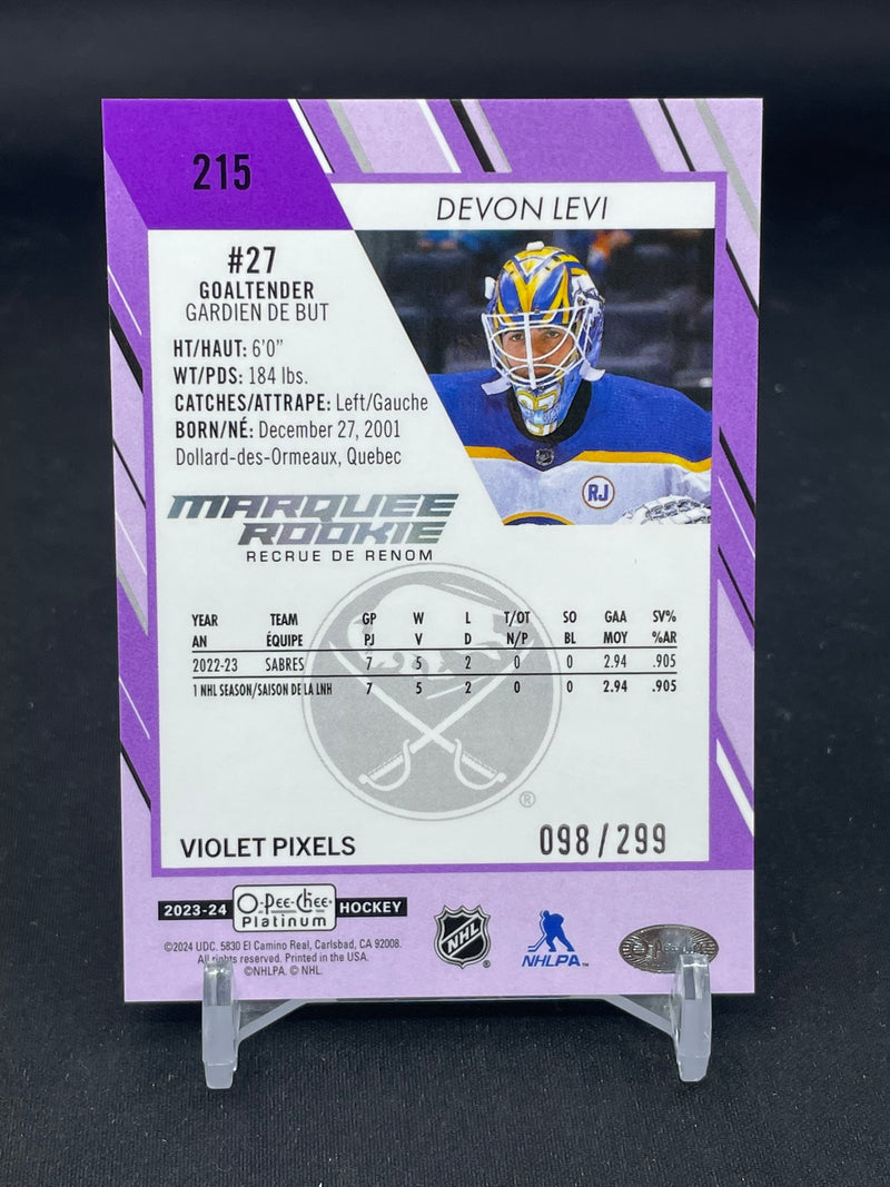2023 UPPER DECK O-PEE-CHEE PLATINUM - VIOLET PIXELS - MARQUEE ROOKIE - D. LEVI - #215 - #'D/299 - RC
