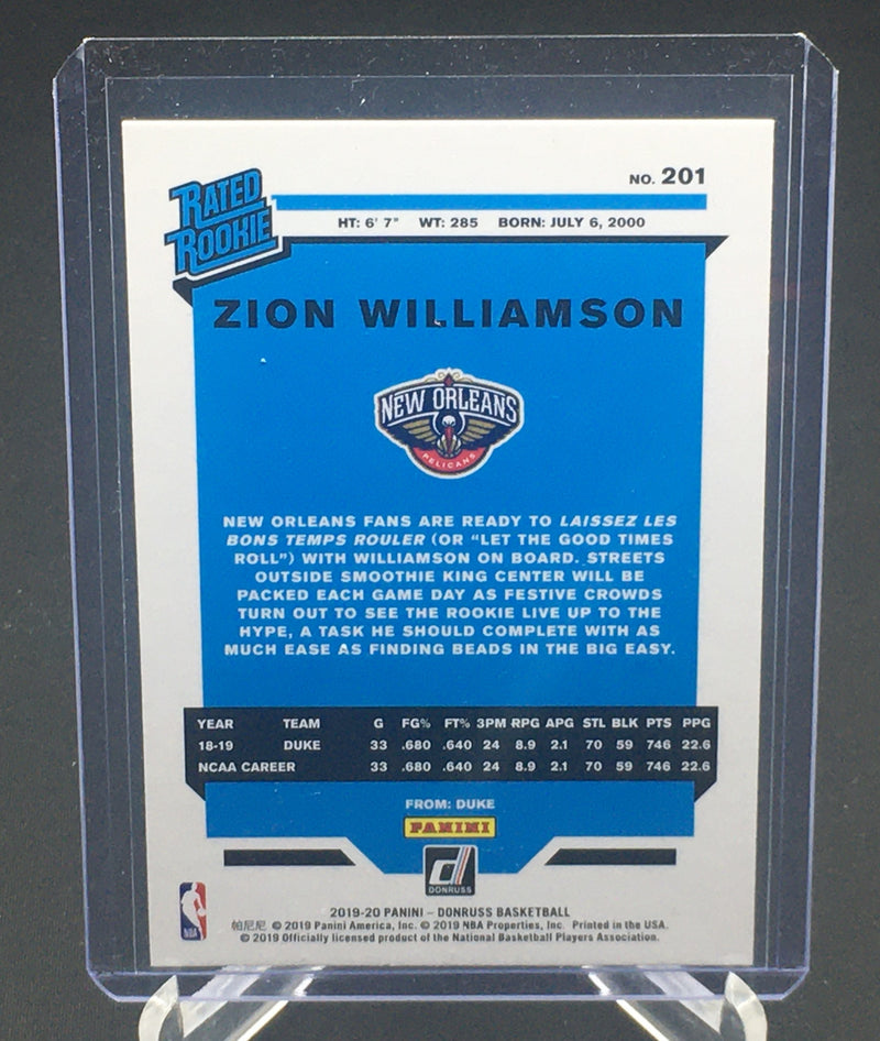 2019 PANINI DONRUSS - RATED ROOKIE  -  Z. WILLIAMSON -