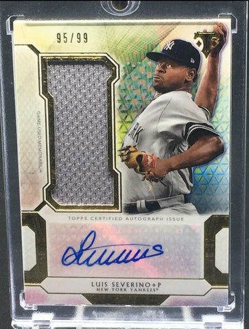 2018 TOPPS TRIPLE THREADS - SINGLE JUMBO RELIC - L. SEVERINO - #UAJR-LSE - #'D/99 - AUTOGRAPH - JERSEY