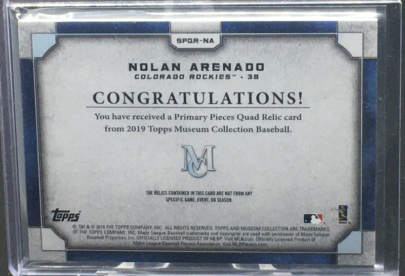 2019 TOPPS MUSEUM COLLECTION - N. ARENADO - #SPQR-NA - #'D/75 - JERSEY
