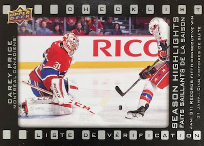 2015 UPPER DECK TIM HORTONS - SEASON HIGHLIGHT CHECKLIST - SINGLES -