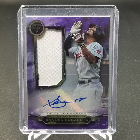 2019 TOPPS TRIPLE THREADS - X. BOGAERTS - #AUJR-XB - #'D/75 - RELIC - AUTOGRAPH