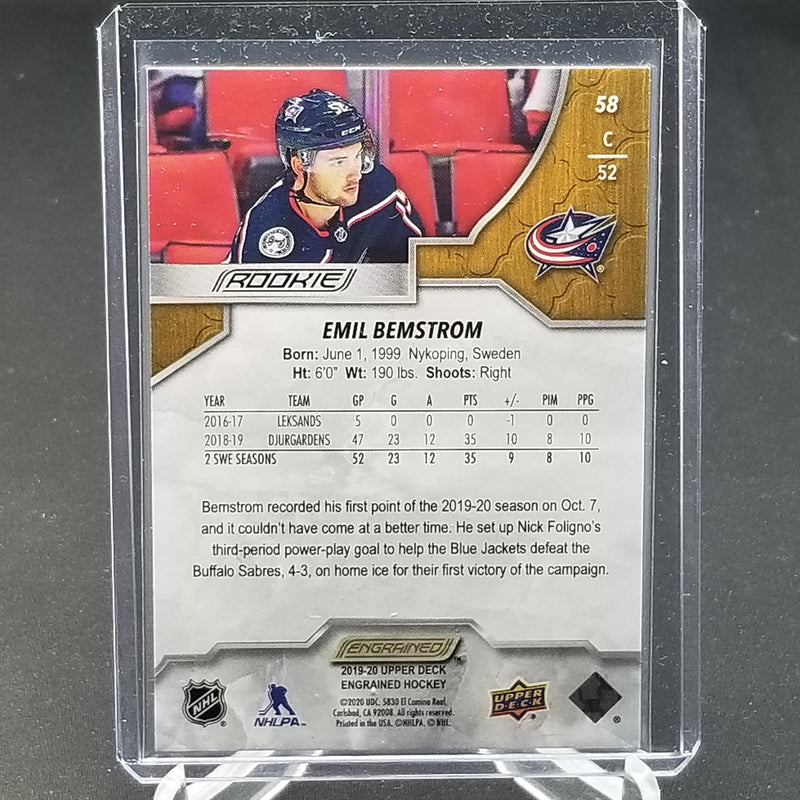2019 UPPER DECK ENGRAINED - E. BECKSTROM - #58 - #'D/299 - RC