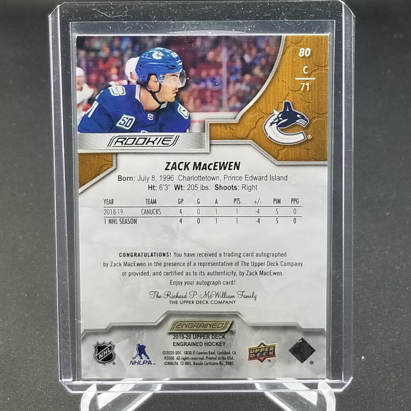 2019 UPPER DECK ENGRAINED - Z. MacEWEN -