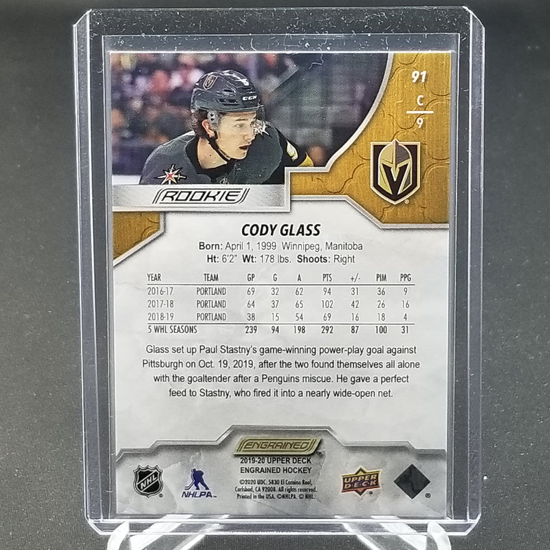 2019 UPPER DECK ENGRAINED - C. GLASS - #91 - #'D/299 - RC