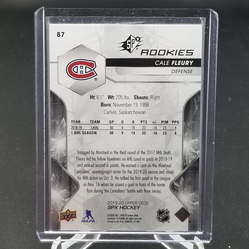 2019 UPPER DECK SPX - ROOKIES - C. FLEURY - #87 - #'D/349 - RC