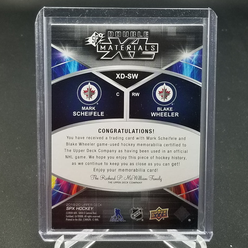 2019 UPPER DECK SPX - DOUBLE XL MATERIALS  - M. SCHEIFELE / B. WHEELER - #XD-SW - #'D/99 - DUAL RELIC