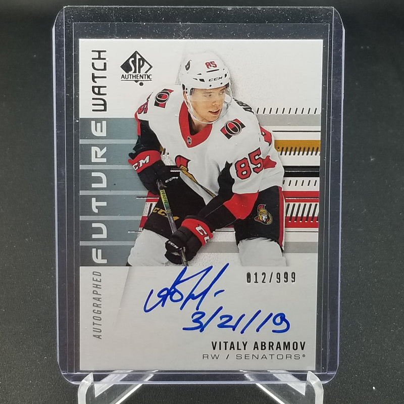2019 UPPER DECK SP AUTHENTIC - FUTURE WATCH - V. ABRAMOV - #180 - #'D/999 - AUTOGRAPH - RC