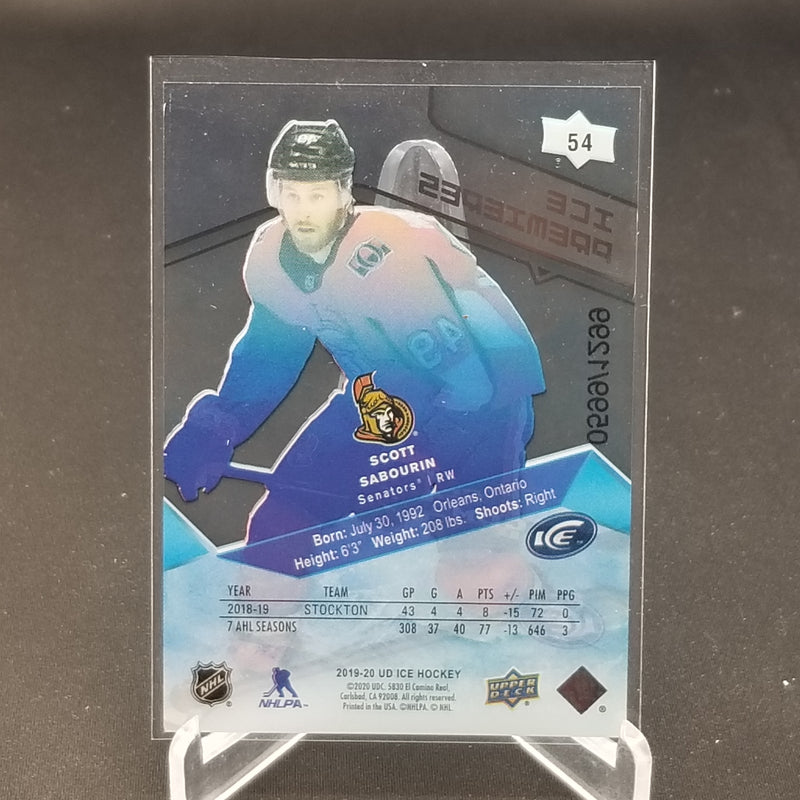2019 UPPER DECK ICE - ICE PREMIERES - S. SABOURIN - #54 - #'D/1299 - RC