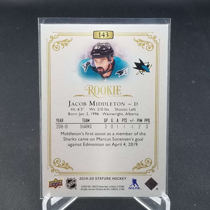 2019 UPPER DECK STATURE - GREEN ROOKIE - J. MIDDLETON - #143 - #'D/149 - RC