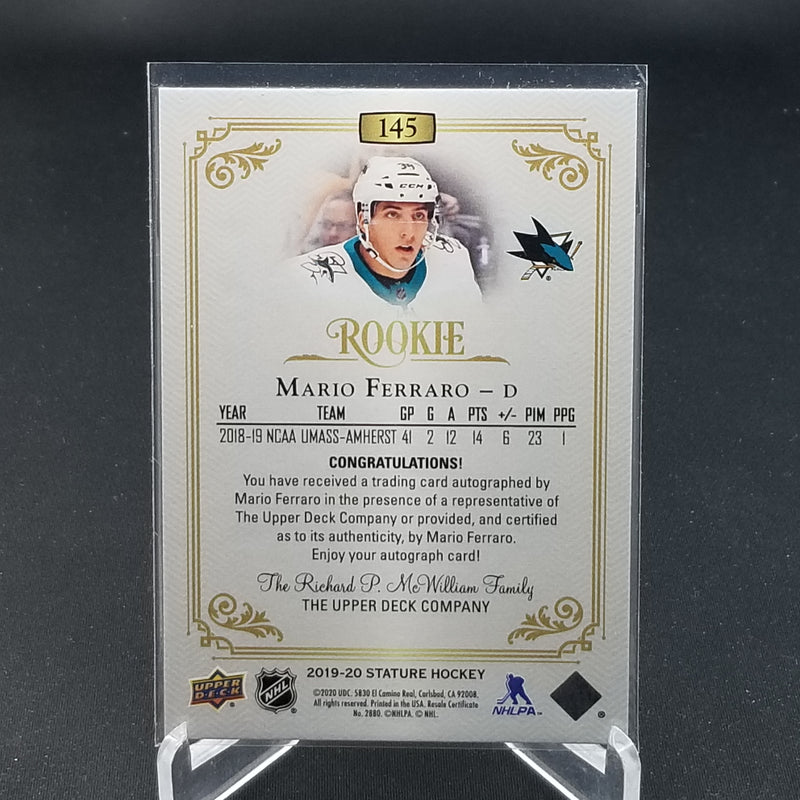 2019 UPPER DECK STATURE - ROOKIE - M. FERRARO - #145 - #'D/199 - AUTOGRAPH - RC