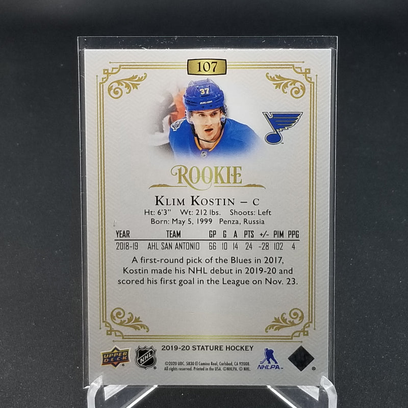 2019 UPPER DECK STATURE - ROOKIE - K. KOSTIN - #107 - #'D/399 - RC