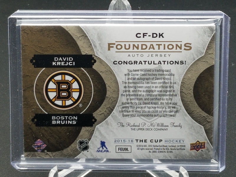 2015 UPPER DECK THE CUP - FOUNDATIONS - D. KREJCI - #CF-DK - #'D/15 - QUAD RELIC - AUTOGRAPH