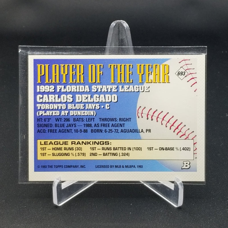 1993 TOPPS BOWMAN - PLAYER OF THE YEAR - FOIL - C. DELGADO -