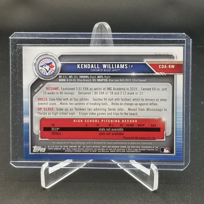 2019 TOPPS BOWMAN CHROME - 1ST BOWMAN - K. WILLIAMS -