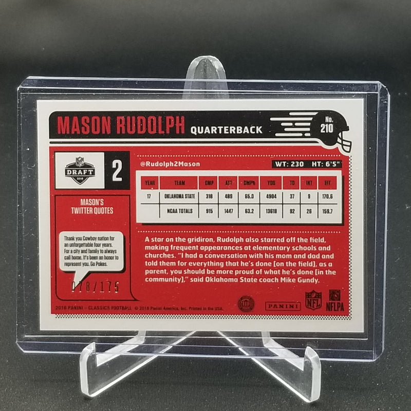 2018 PANINI CLASSICS - FOIL ROOKIES - M. RUDOLPH - #210 - #'D/175 - RC