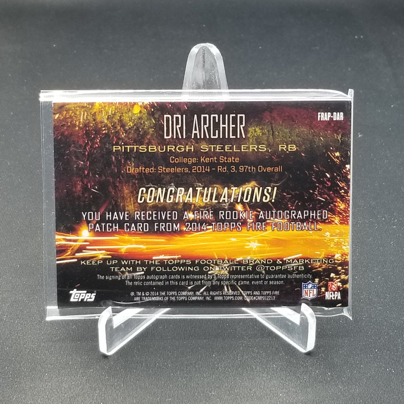 2014 TOPPS FIRE - D. ARCHER - #FRAP-DAR - #'D/500 - RELIC - AUTOGRAPH - RC