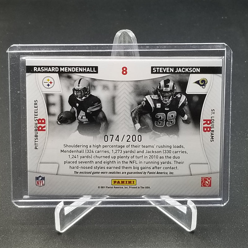 2011 PANINI PRESTIGE - LEAGUE LEADERS - R. MENDENHALL / S. JACKSON - #8 - #'D/200 - DUAL RELIC