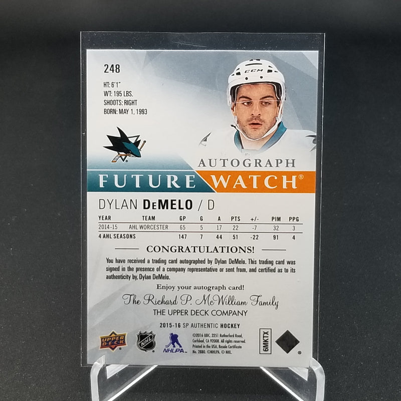 2015 UPPER DECK SP AUTHENTIC - FUTURE WATCH AUTO - D. DeMELO - #248 - #'D/999 - AUTOGRAPH - RC
