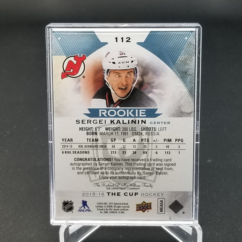 2015 UPPER DECK THE CUP - ROOKIE - S. KALININ - #112 - #'D/249 - AUTOGRAPH - RC