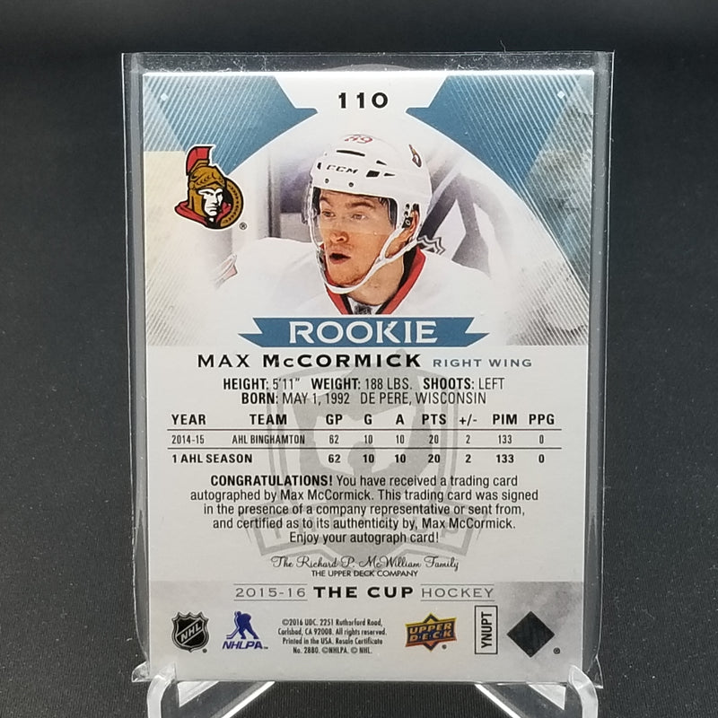 2015 UPPER DECK THE CUP - ROOKIE - M. McCORMICK - #110 - #'D/249 - AUTOGRAPH - RC