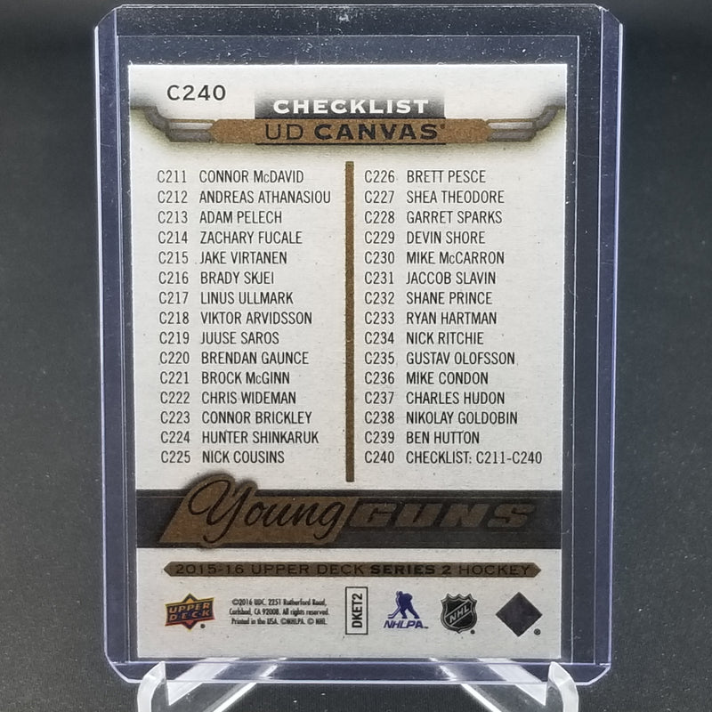 2015 UPPER DECK SERIES TWO - UD CANVAS CHECKLIST - YOUNG GUNS - C. MCDAVID / J. VIRTANEN -