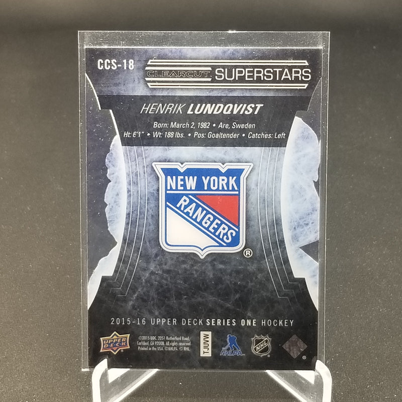 2015 UPPER DECK SERIES ONE - CLEARCUT SUPERSTARS - H. LUNDQVIST -