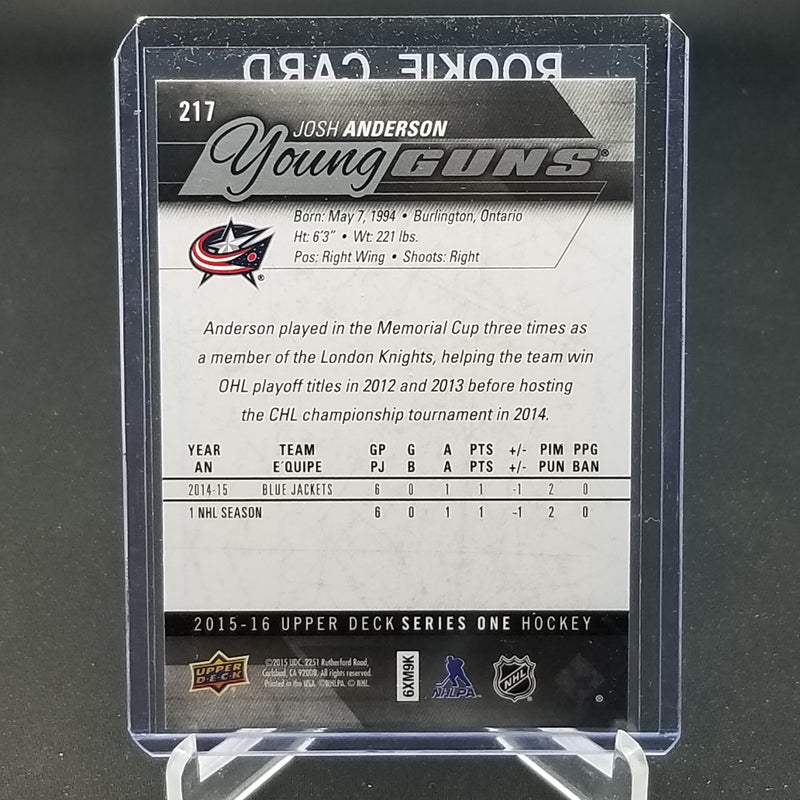 2015 UPPER DECK SERIES ONE - YOUNG GUNS - J. ANDERSON -