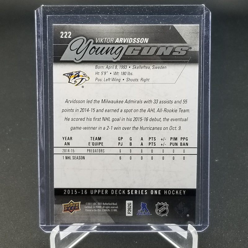 2015 UPPER DECK SERIES ONE - YOUNG GUNS - V. ARVIDSSON -