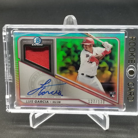 2021 TOPPS BOWMAN CHROME - L. GARCIA - #BCAR-LG - #'D/130 -  RELIC - AUTOGRAPH - RC