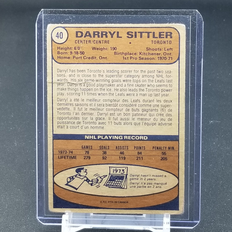 1974 O-PEE-CHEE - D. SITTLER -