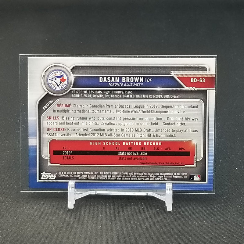 2019 TOPPS BOWMAN - 1ST BOWMAN - D. BROWN -