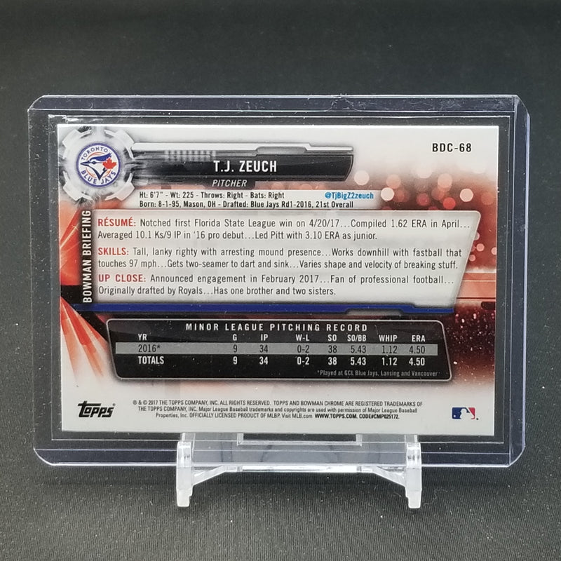 2017 TOPPS BOWMAN CHROME - T. ZEUCH -