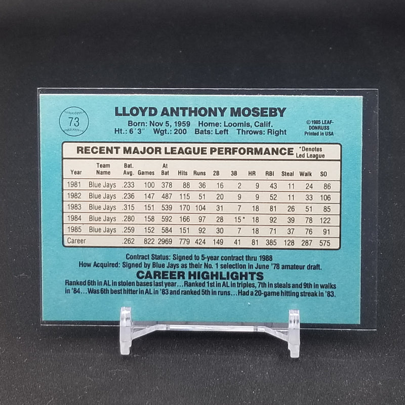 1985 LEAF DONRUSS - L. MOSEBY -