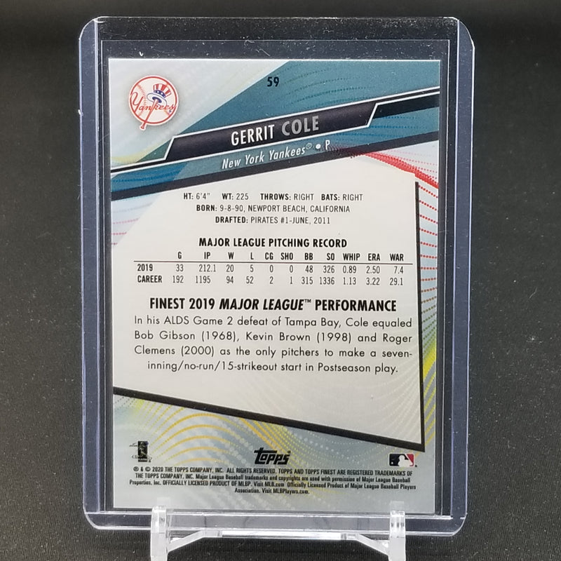 2020 TOPPS FINEST - GOLD REFRACTOR - G. COLE - #59 - #'D/50