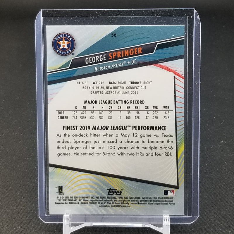 2020 TOPPS FINEST - BLUE REFRACTOR - G. SPRINGER - #56 - #'D/150