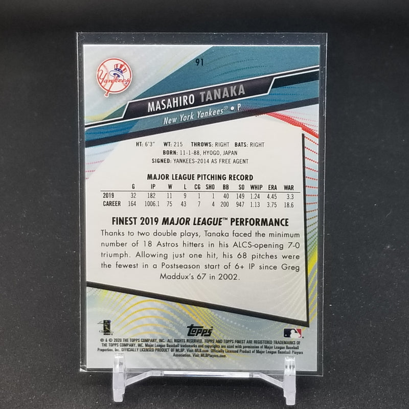 2020 TOPPS FINEST - PURPLE REFRACTOR - M. TANAKA - #91 - #'D/250