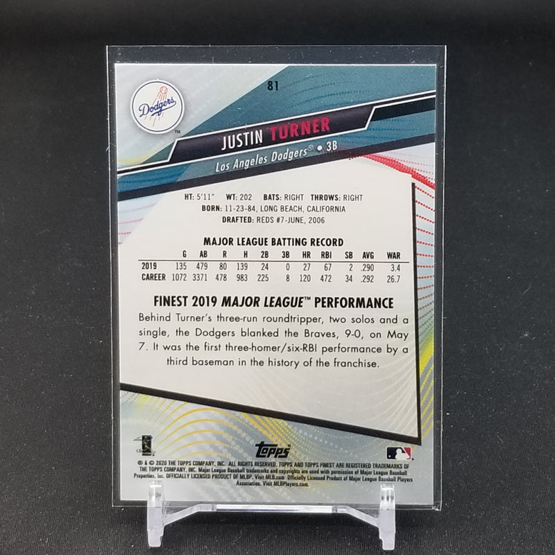 2020 TOPPS FINEST - BLUE REFRACTOR - J. TURNER - #81 - #'D/150