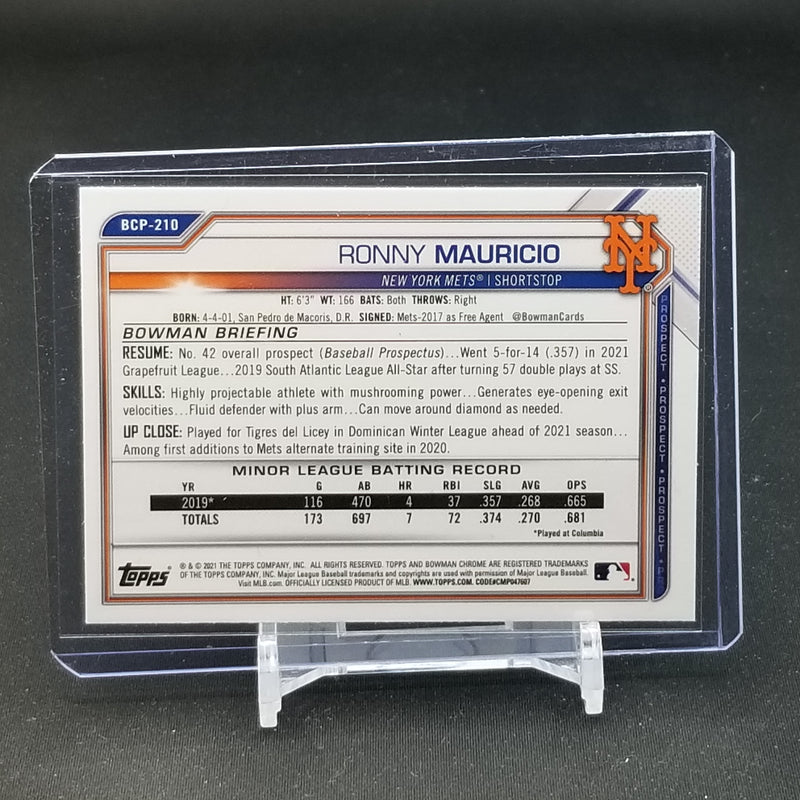 2021 TOPPS BOWMAN CHROME - BLACK & WHITE DIAMOND REFRACTOR - R. MAURICIO -
