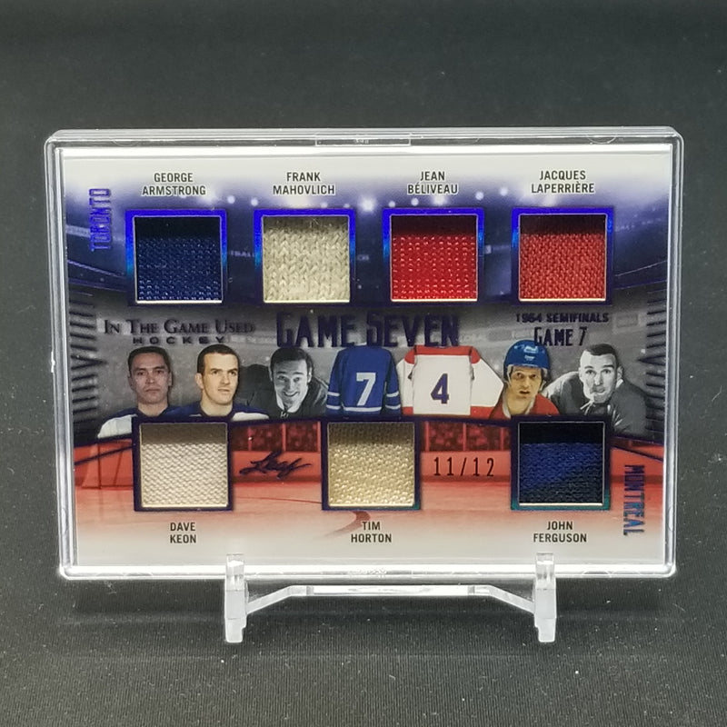 2019 LEAF IN THE GAME USED - GAME SEVEN - G. ARMSTRONG/ D. KEON/ F. MAHOVLICH/ T. HORTON/ J. BELIVEAU/ J. LAPERRIERE/ J. FERGUSON - #G7-04 - 7X RELIC - #G7-04
