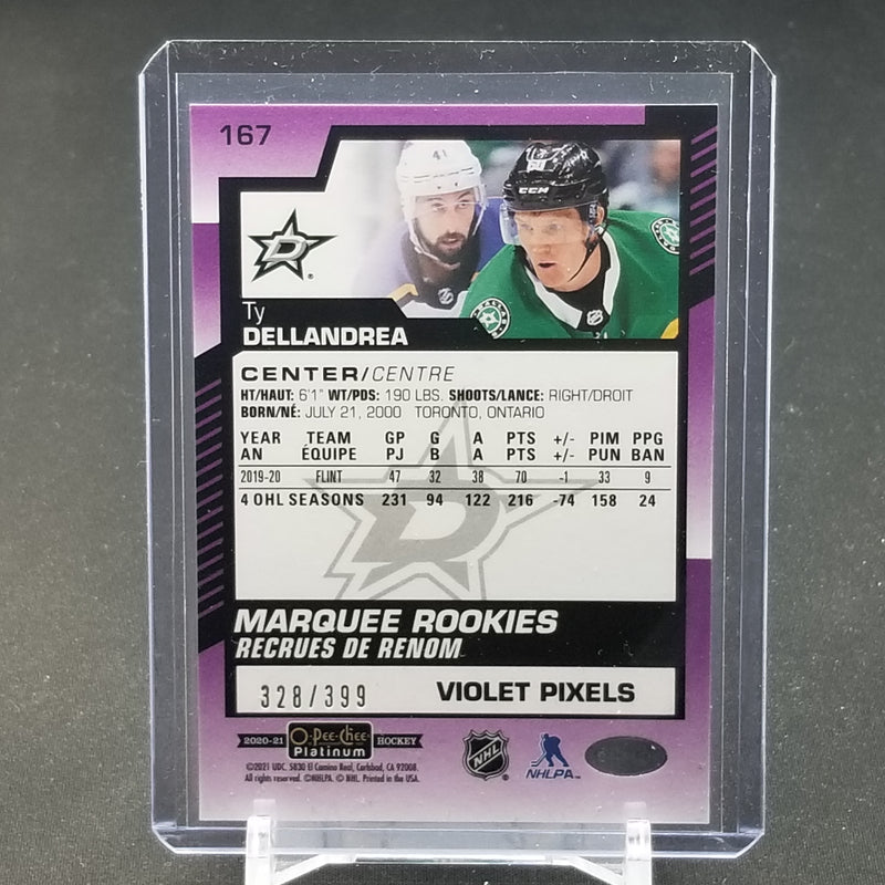 2020 UPPER DECK O-PEE-CHEE PLATINUM - VIOLET PIXLES - T. DELLANDREA - #167 - #'D/399 - RC