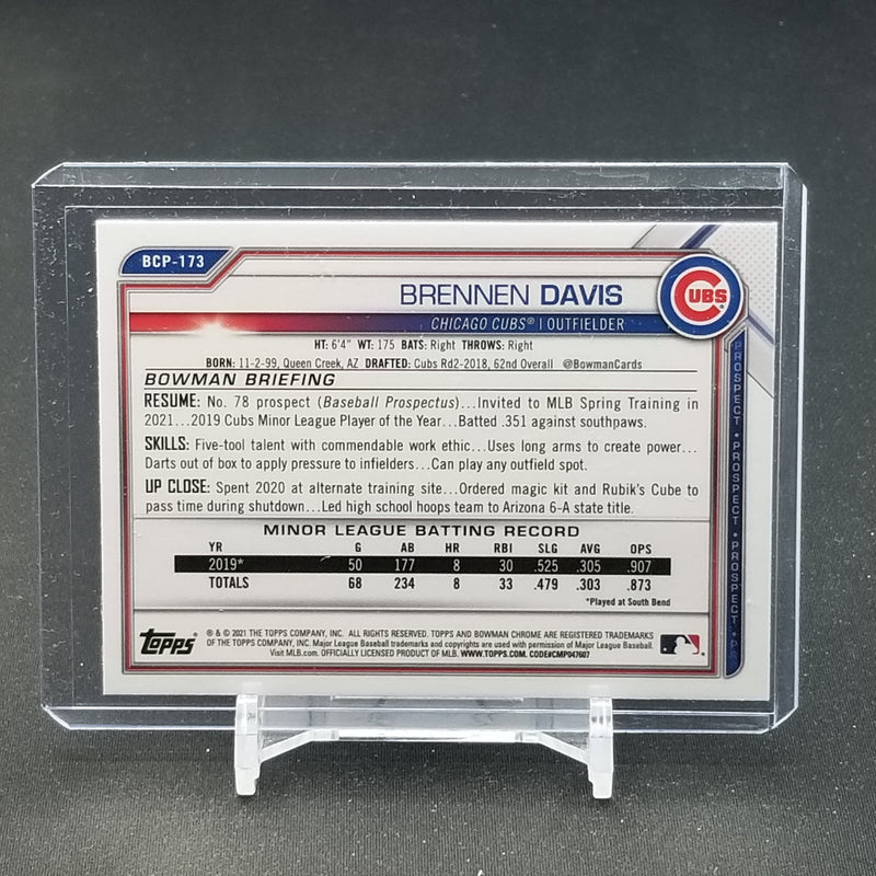 2021 TOPPS BOWMAN CHROME - BLACK AND WHITE MINI DIAMONDS REFRACTOR - B. DAVIS -